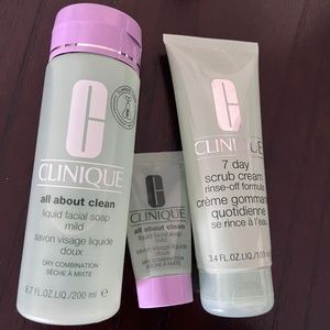 Clinique All About Clean liquid facial soap & Clinique 7 day scrub cream+ sample